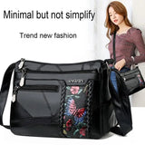 Women Flower Printed Shoulder Bag Leather Crossbody Handbag