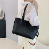 Women Embossed Korea Japan Large Capacity Shoulder Female Fashion PU Underarm