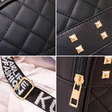 Women Embroidered Rivet Mini Backpack PU Leather Shoulder Bag