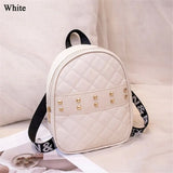 Women Embroidered Rivet Mini Backpack PU Leather Shoulder Bag