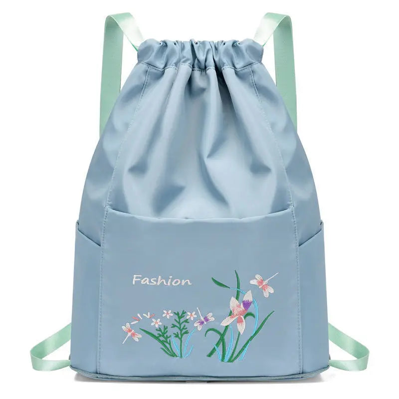 Women Embroidered Print Backpack Foldable Waterproof Bag