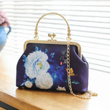 Embroidery Floral Evening Bag Chinese Style Handbag Party Clutch Chain