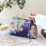 Women Embroidery Floral Evening Bag Party Clutch Chain Messenger Wedding Tote