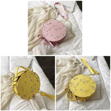 Women Floral Embroidery Shoulder Bag Round Hand Tote