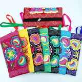 Women Embroidered Wristlet Clutch Bag Zipper Purse Wallet