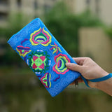 Women Embroidered Wristlet Clutch Bag Zipper Purse Wallet
