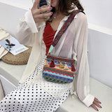 Ethnic Style Shoulder Bag with Adjustable Strap