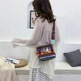 Ethnic Style Shoulder Bag with Adjustable Strap