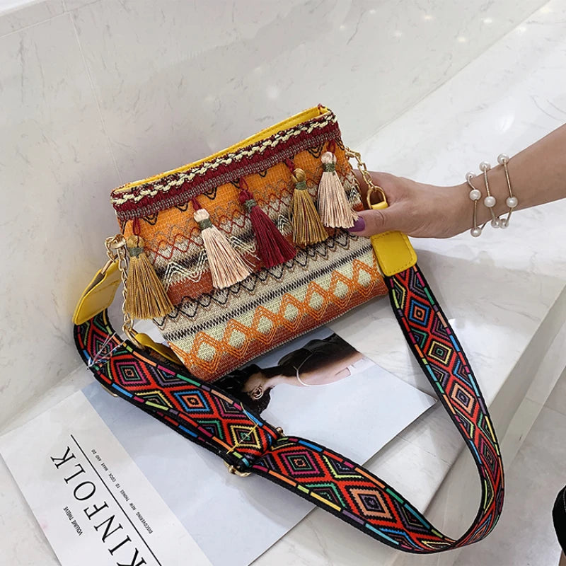 Ethnic Style Shoulder Bag with Adjustable Strap Fanny Pack