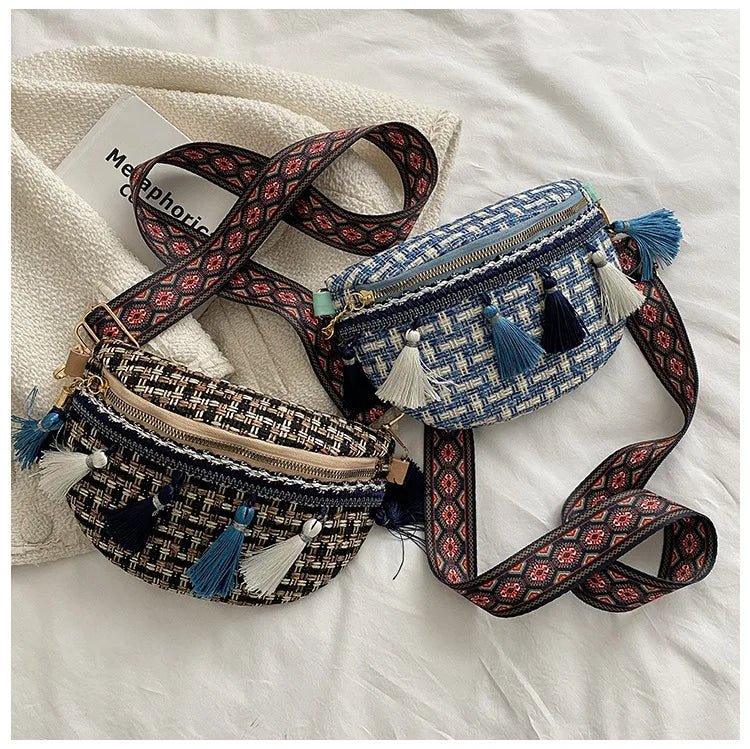 Ethnic Style Wallets with Adjustable Strap Fanny Pack