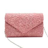 Women Evening Bag Lace Floral Wedding Clutch Chain Shoulder Bag