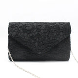 Women Evening Bag Lace Floral Wedding Clutch Chain Shoulder Bag
