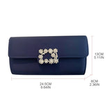 Satin Evening Bag Purse with Detachable Chain, Flap Shoulder Tote