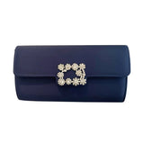 Satin Evening Bag Purse with Detachable Chain, Flap Shoulder Tote