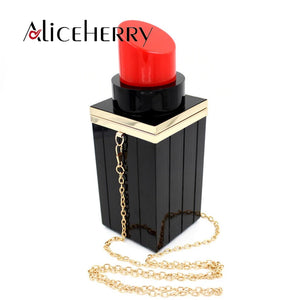 Acrylic Lipstick Shape Evening Clutch Purse Crossbody Handbag