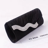 Satin Wedding Purse Envelope Bridal Party Chain Clutch Rhinestone Evening Handba