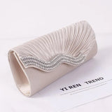 Satin Wedding Purse Envelope Bridal Party Chain Clutch Rhinestone Evening Handba