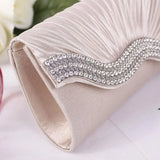 Satin Wedding Purse Envelope Bridal Party Chain Clutch Rhinestone Evening Handba