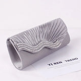 Satin Wedding Purse Envelope Bridal Party Chain Clutch Rhinestone Evening Handba