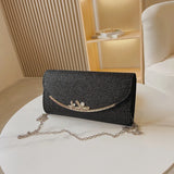 Women Evening Clutch Bag Flowers Wedding Purse Party Silver Sequin Shoulder Bag