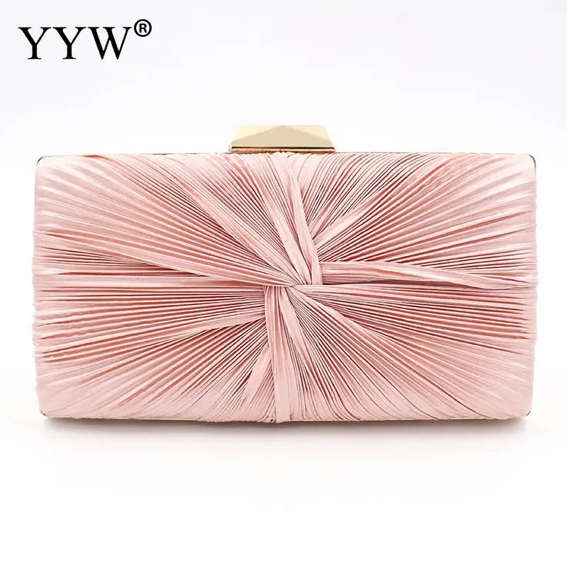 Pink Ruched Shoulder Evening Clutch Bag