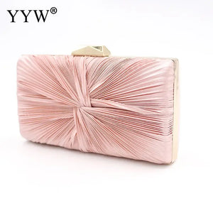 Pink Ruched Shoulder Evening Clutch Bag