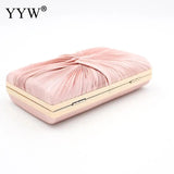 Pink Ruched Shoulder Evening Clutch Bag