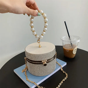 Diamonds Round Ball Shaped Evening Clutch Wedding Purse Chain Shoulder Bag