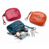 Cowhide Passport Key Case Oil Wax Smooth Surface Buckle Coin Purse Mini Wallet B