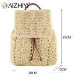 Women Straw Backpack Shoulders Bag Woven Casual Beach Holiday Vacation Bagpacks