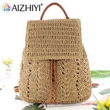 Women Straw Backpack Shoulders Bag Woven Casual Beach Holiday Vacation Bagpacks