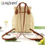 Women Straw Backpack Shoulders Bag Woven Casual Beach Holiday Vacation Bagpacks