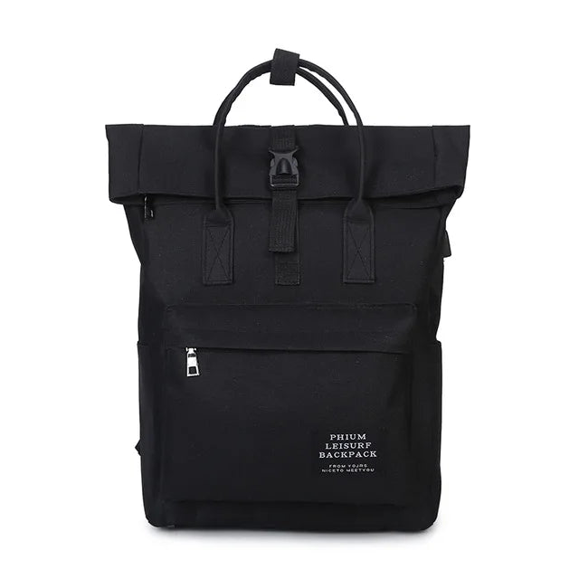 Canvas USB Charge Backpack Male Female School Laptop Bag D50