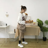 Women Canvas Shoulder Tote Bag Fluffy Floral Handbags Large Capacity