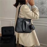 Women Famous Bags Handbag Two-piece Soft Leather Zipper Shoulder Bag