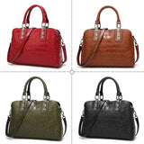 Vintage Crocodile Pattern Leather Handbag for Women