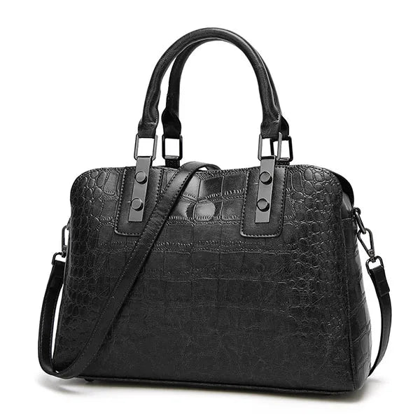 Vintage Crocodile Pattern Leather Handbag for Women