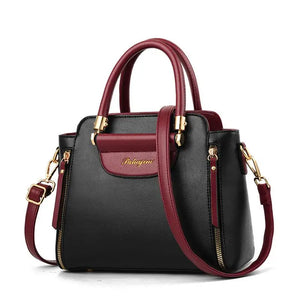 Women's Panelled Solid Shoulder Bags Small PU Leather Handbags