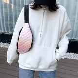 Women Laser Fish Scale Chest Bag Soft Surface Polyester Lined Shoulder Crossbody