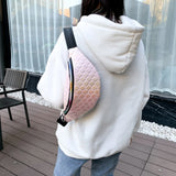 Women Laser Fish Scale Chest Bag Soft Surface Polyester Lined Shoulder Crossbody
