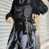 Women Fanny Nylon Harness Chest Rig Waist Pack Kanye West Punk Canvas Chest Bags