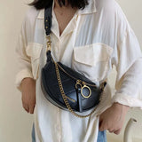 Chain Leather Fanny Pack Zipper Banana Bag Crossbody Bags