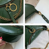 Chain Leather Fanny Pack Zipper Banana Bag Crossbody Bags