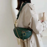 Chain Leather Fanny Pack Zipper Banana Bag Crossbody Bags