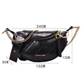Chain Leather Fanny Pack Zipper Banana Bag Crossbody Bags