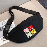 Dog Print Fanny Pack Waist Bag Travel Shoulder Purse Phone Belt