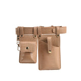 Women Leather Belt Bag Irregular Shape Waist Pack Vintage Chest Bag
