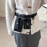 Women Fanny Pack Leather Belt Bag Irregular Shape Waist Bag