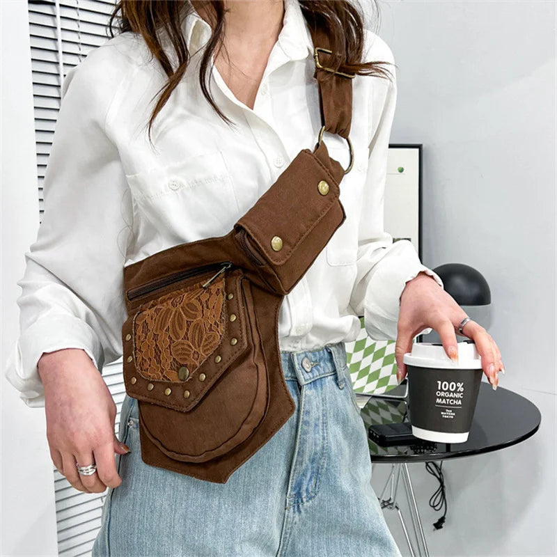Vintage Fanny Pack Crossbody Bag for Women