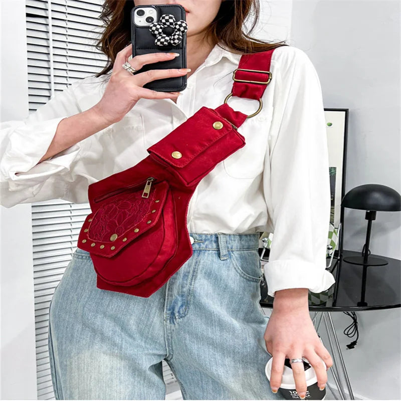 Vintage Women Fanny Pack Waist Shoulder Crossbody Bag Large Hip Sack